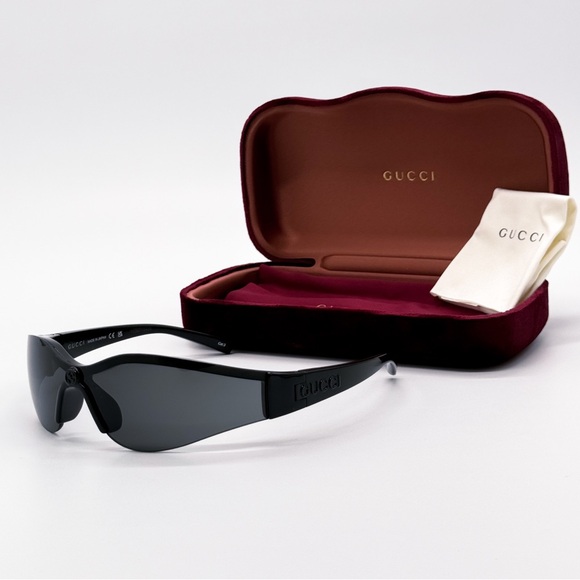 NEW GUCCI GG1651S 001 MASK HALF RIM BLACK WOMEN SUNGLASSES GUCCI - Picture 3 of 15